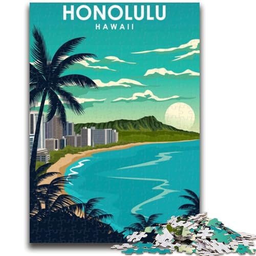 Honolulu Hawaii Reise-Puzzle 1000 Teile für Teenager-Geschenke, anspruchsvolles Spiel und Familienspiel, Wanddekoration, einzigartige Geburtstags (38x26cm) von AADSAZA