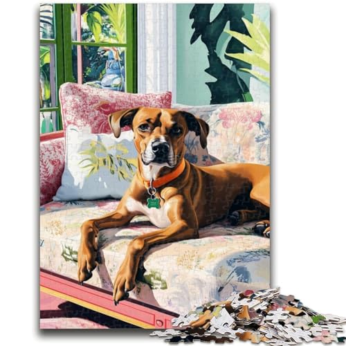 Hund auf dem Sofa, Puzzle für Erwachsene und Teenager, Puzzle, Spielzeug, Lernspiele, Stressabbau, tolle Geschenke und Spielzeuge (50x75cm) von AADSAZA