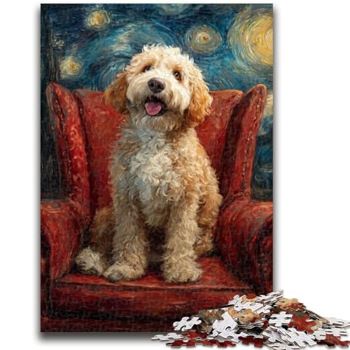 Hund unter dem Nachthimmel, Puzzle 1000 Teile für Erwachsene und Jugendliche, Spielzeug, Lernspiele, Stressabbau, tolle Geschenke und Spielzeuge (50x75cm) von AADSAZA