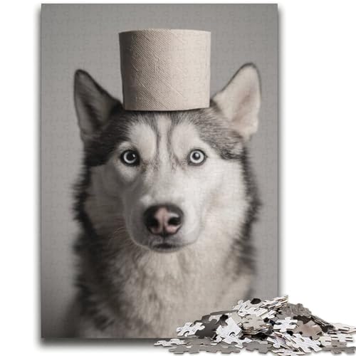 Husky spielt mit Toilettenpapier-Puzzle, 2000 Teile, für Teenager, zum Zeitvertreib zu Hause, jedes Teil ist einzigartig – anspruchsvolles Familienspiel (70x100cm) von AADSAZA