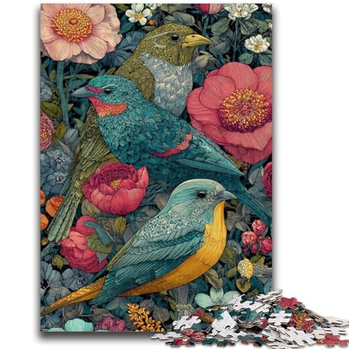 Illustration eines bunten Vogel-Puzzles mit 1000 Teilen für Teenager, Denkspiel, Wanddekoration, einzigartige Geburtstags (38x26cm) von AADSAZA