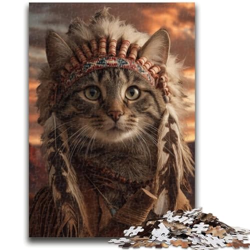 Indische Katzen-Puzzles 1000 Teile für Teenager, Geschenke, Spielzeug, Lernspiele, Stressabbau, tolle Geschenke und Spielzeuge (38x26cm) von AADSAZA