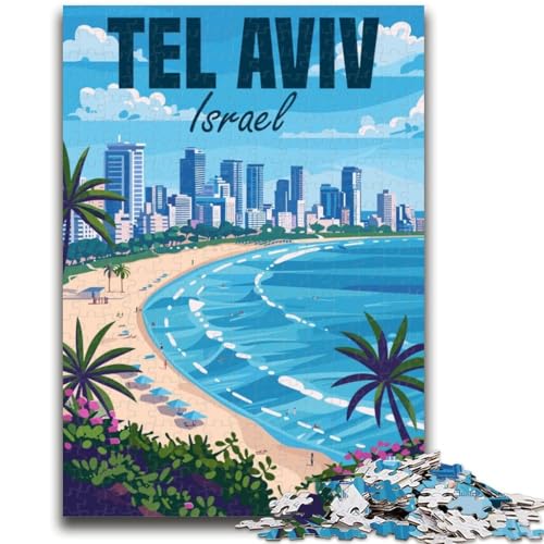 Israel Tel Aviv Reise-Puzzle mit 1000 Teilen, anspruchsvolles Spiel und Wanddekoration für die ganze Familie, einzigartige Geburtstags (38x26cm) von AADSAZA