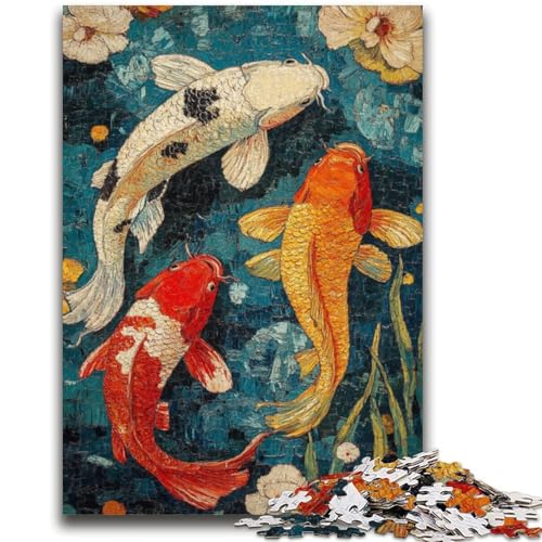 Japanische Koi-Puzzles mit 1000 Teilen für Teenager, Geschenke, helfen dem Gehirn, süchtig machendes Spielzeug zu trainieren, um Geduld zu fördern, geeignet für Paare (50x75cm) von AADSAZA