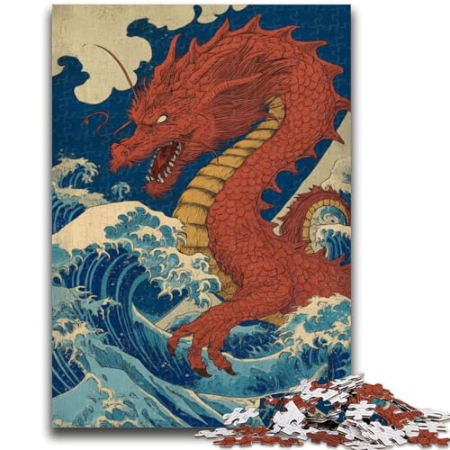 Japanisches Wellendrachen-Puzzle, 1000 Teile, für Teenager, anspruchsvolles Spiel und Familienspiel, Wanddekoration, einzigartige Geburtstags (50x75cm) von AADSAZA
