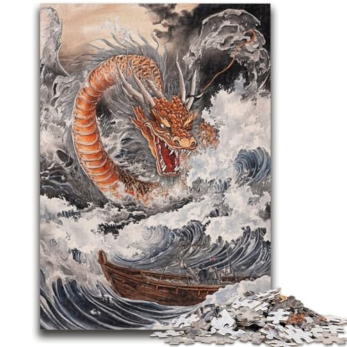 Japanisches Wellendrachen-Puzzle für Teenager, 1000 Teile, Lernspielzeug, ganze Familie (50x75cm) von AADSAZA