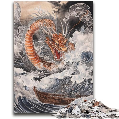 Japanisches Wellendrachen-Puzzle für Teenager, 2000 Teile, dekomprimierendes intellektuelles Lernspielzeug, tolle Geschenke und Spielzeuge (70x100cm) von AADSAZA