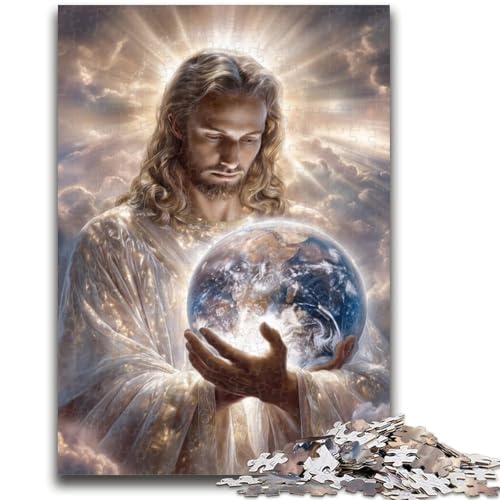 Jesus hält die Erde, Puzzle für Erwachsene, 1000 Teile, anspruchsvolles Spiel und Familienspiel, Wanddekoration, einzigartige Geburtstags (38x26cm) von AADSAZA