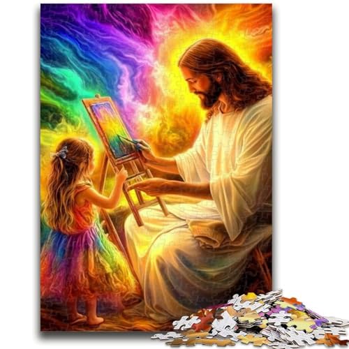 Jesus und das kleine Mädchen, Puzzles für Teenager, 1000 Teile, helfen dem Gehirn, süchtig machendes Spielzeug zu trainieren, um Geduld zu fördern, EIN Kunstwerk (50x75cm) von AADSAZA