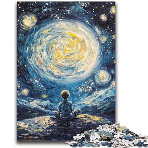 Junge unter den Sternen, 1000-teiliges Puzzle für Erwachsene und Jugendliche, Quizspiel, Wanddekoration, einzigartige Geburtstags (38x26cm) von AADSAZA