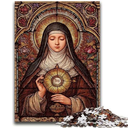 Jungfrau Maria 1000-teiliges Puzzle für Erwachsene und Jugendliche, Spielzeug, Lernspiele, stressabbauende Wanddekoration (38x26cm) von AADSAZA
