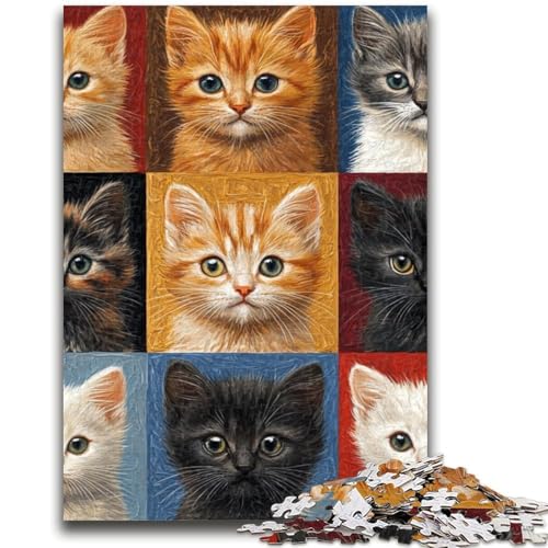 Kätzchen-Collage-Puzzle 1000 Teile für Teenager-Geschenke, Spielzeug, Lernspiele, Stressabbau, tolle Geschenke und Spielzeuge (50x75cm) von AADSAZA