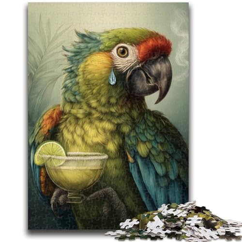 Kaffeetrinkender Papagei, Puzzle für Teenager, 1000 Teile, anspruchsvoll zu vervollständigen, Aber lustiges und humorvolles Geburtstagsgeschenk, Geschenke, Wandkunst (50x75cm) von AADSAZA