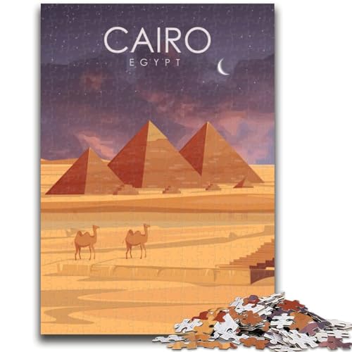 Kairo, Ägypten, Pyramiden, Kunstpuzzle für Teenager, 1000 Teile, Dekomprimierendes intellektuelles Lernspielzeug, Geburtstagsgeschenk, Geschenke, Wandkunst (50x75cm) von AADSAZA