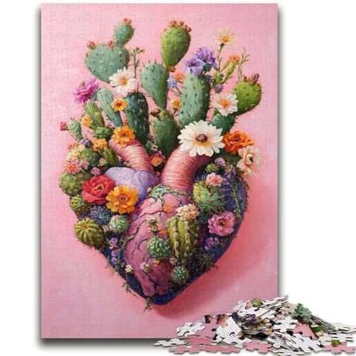 Kaktusherz-Puzzle für Erwachsene, 1000 Teile, anspruchsvolles Spiel und Familienspiel, Wanddekoration, einzigartige Geburtstags (38x26cm) von AADSAZA