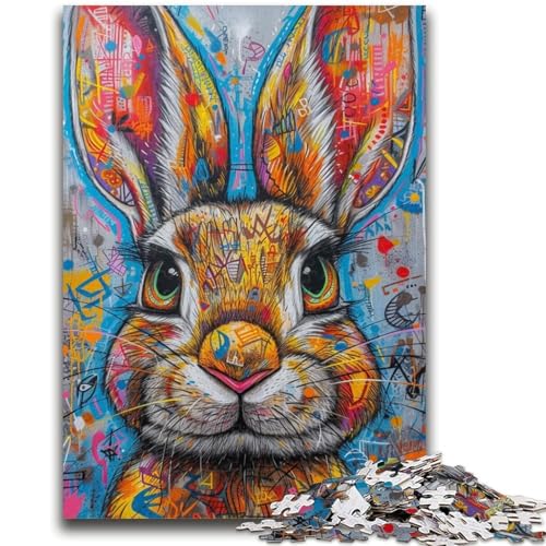 Kaninchen-Graffiti-Puzzle, 1000 Teile, für Teenager, anspruchsvoll zu vervollständigen, Aber lustiges und humorvolles Geburtstagsgeschenk, Geschenke, Wandkunst (38x26cm) von AADSAZA