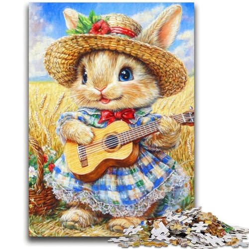 Kaninchen spielt Gitarre, Puzzle für Erwachsene und Teenager, Puzzle, entspannendes intellektuelles Lernspielzeug, Wichtelgeschenke (70x100cm) von AADSAZA