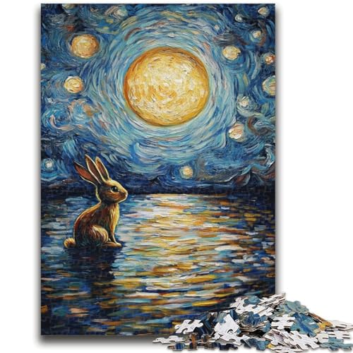 Kaninchen unter dem Mond, Puzzle für Teenager, 1000 Teile, hilft dem Gehirn, süchtig machendes Spielzeug zu trainieren, um Geduld zu fördern, EIN Kunstwerk (50x75cm) von AADSAZA