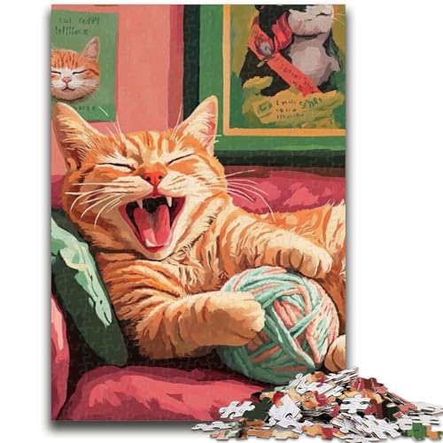 Katze auf dem Sofa, Puzzle 1000 Teile, für Teenager, Geschenke, Spielzeug, Lernspiele, Stressabbau, tolle Geschenke und Spielzeuge (50x75cm) von AADSAZA
