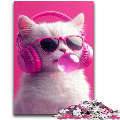 Katze mit Kopfhörern, Puzzle 1000 Teile für Erwachsene und Jugendliche, Spielzeug, Lernspiele, Stressabbau, tolle Geschenke und Spielzeuge (38x26cm) von AADSAZA