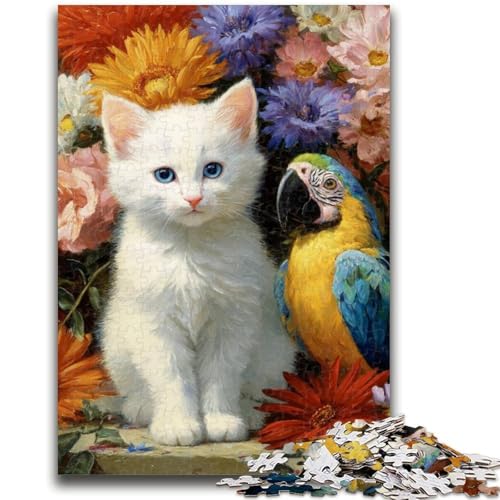 Katze und Papagei, 1000-teiliges Puzzle für Erwachsene und Jugendliche, Denkspiel, Wanddekoration, einzigartige Geburtstags (38x26cm) von AADSAZA