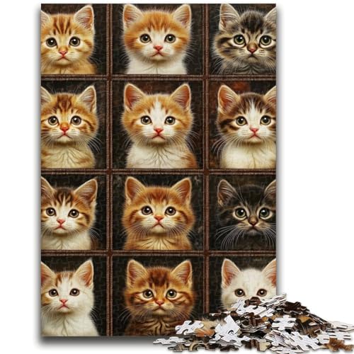 Katzen-Collage-Puzzle 1000 Teile für Erwachsene und Jugendliche, Spielzeug, Lernspiele, Stressabbau, tolle Geschenke und Spielzeuge (50x75cm) von AADSAZA