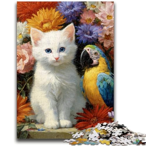 Katzen- und Papageien-Puzzle 1000 Teile für Erwachsene, hilft dem Gehirn beim Trainieren, süchtig machendes Spielzeug, um Geduld zu fördern, tolles Geschenk (50x75cm) von AADSAZA
