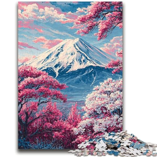 Kirschblüten-Puzzle mit Berg Fuji, 1000 Teile, für Erwachsene und Jugendliche, Spielzeug, Lernspiele, Stressabbau, tolle Geschenke und Spielzeuge (50x75cm) von AADSAZA