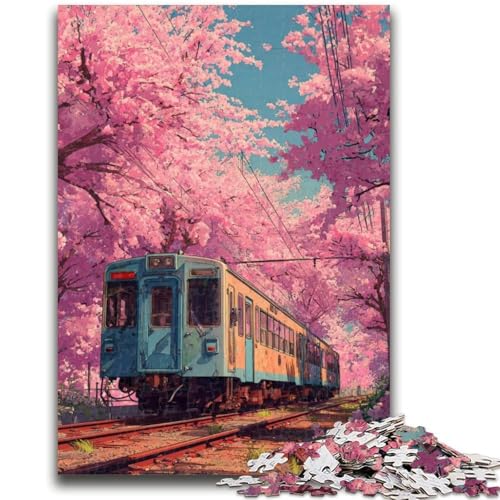 Kirschblüten-Zug-Puzzle 1000 Teile für Erwachsene und Jugendliche, Spielzeug, Lernspiele, Stressabbau, tolle Geschenke und Spielzeuge (38x26cm) von AADSAZA