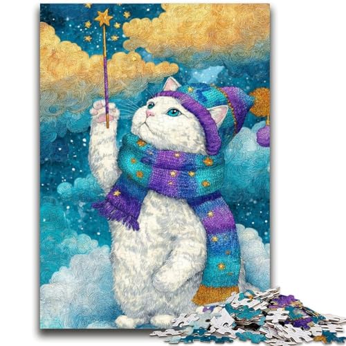 Kitten Wizard 1000-teiliges Puzzle für Erwachsene und Jugendliche, Spielzeug, Lernspiele, Stressabbau, Wunschliste mit Weihnachtsmann (38x26cm) von AADSAZA