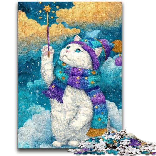 Kitten Wizard 1000-teiliges Puzzle für Erwachsene und Jugendliche, Spielzeug, Lernspiele, stressabbauende Wanddekoration (50x75cm) von AADSAZA