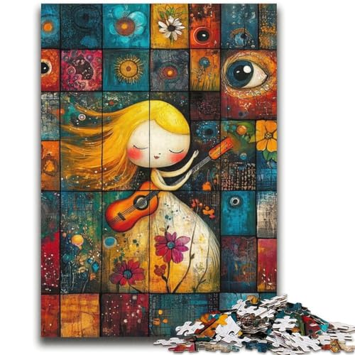 Kleines Mädchen spielt Gitarre, 2000-teiliges Puzzle für Erwachsene und Jugendliche, Spielzeug, Lernspiele, Stressabbau, Wunschliste mit Weihnachtsmann (70x100cm) von AADSAZA