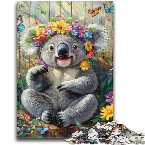 Koala mit Blumen, 1000-teiliges Puzzle für Erwachsene, Geschenk, Denkspiel, Wanddekoration, einzigartige Geburtstags (38x26cm) von AADSAZA