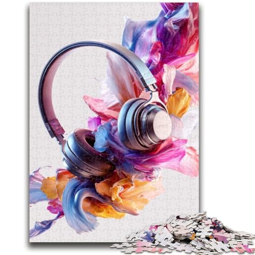 Kopfhörer-Kunst-Puzzle, 1000 Teile für Teenager, zum Zeitvertreib zu Hause Jedes Teil ist einzigartig – anspruchsvolles Familienspiel (38x26cm) von AADSAZA