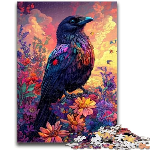 Krähen- und Blumen-Puzzle 1000 Teile für Erwachsene und Jugendliche, Spielzeug, Lernspiele, Stressabbau, geeignet als Schreibtischdekoration (38x26cm) von AADSAZA