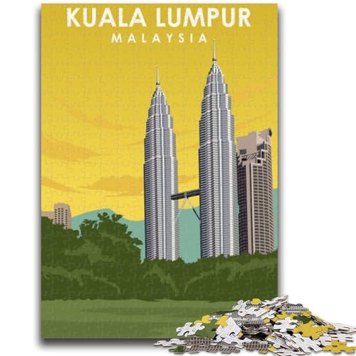 Kuala Lumpur Reiseposter-Puzzle für Erwachsene, 1000 Teile, anspruchsvolles Spiel und Familienspiel, ganze Familie (38x26cm) von AADSAZA