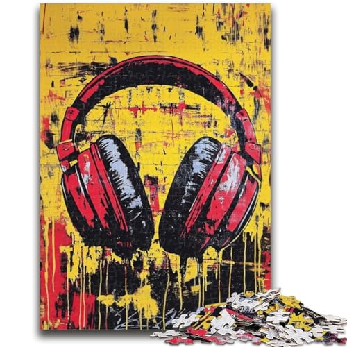 Künstlerisches Kopfhörer-Puzzle, 1000 Teile, für Erwachsene und Jugendliche, Stressabbau, schwierige Herausforderung, einzigartige Heimdekoration und Geschenke (50x75cm) von AADSAZA