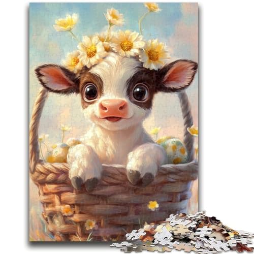 Kuh im Blumenkorb, Puzzle 1000 Teile für Erwachsene und Jugendliche, Spielzeug, Lernspiele, Stressabbau, tolle Geschenke und Spielzeuge (50x75cm) von AADSAZA