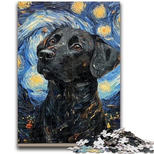 Labrador unter dem Nachthimmel, Puzzle 1000 Teile für Erwachsene, entspannendes intellektuelles Lernspielzeug, Geburtstagsgeschenk, Geschenke, Wandkunst (50x75cm) von AADSAZA