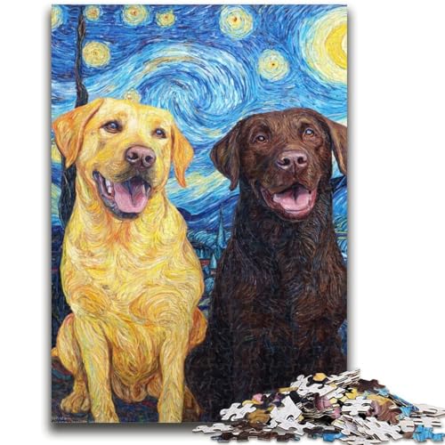 Labrador unter dem Nachthimmel, Puzzle für Teenager, 1000 Teile, Mustermontage, Spaß bei Aktivitäten zu Hause, Geburtstagsgeschenk, Reisegeschenk (38x26cm) von AADSAZA