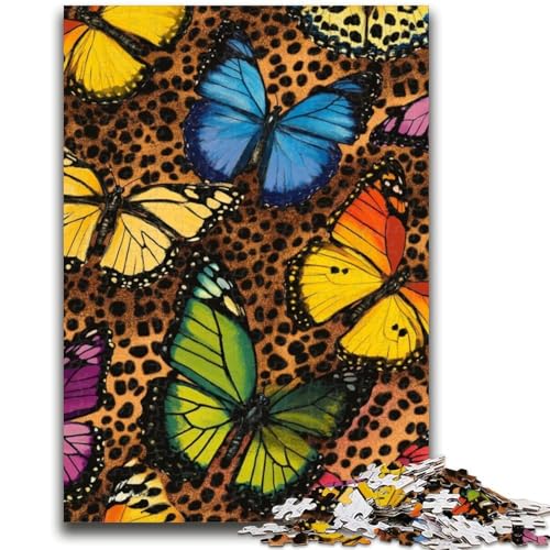 Leoparden-Schmetterlings-Puzzle für Teenager, 1000-teiliges Puzzle, Lernspiele, Heimdekoration, geeignet für die Schreibtischdekoration (38x26cm) von AADSAZA