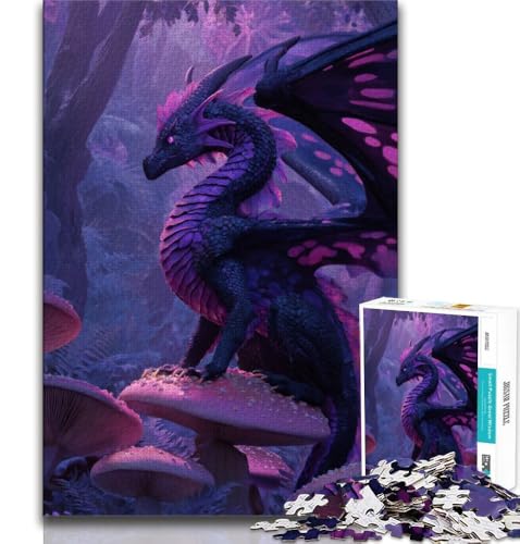 Lila Fliegender Drache, Puzzle 1000 Teile für Erwachsene, Spielzeug, Lernspiele, Stressabbau, geeignet als Schreibtischdekoration (38x26cm) von AADSAZA