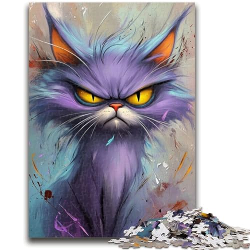 Lila Katzen-Puzzles für Teenager, 1000 Teile, Familienspiel zum Stressabbau, schwierige Herausforderung, tolle Geschenke und Spielzeuge (38x26cm) von AADSAZA