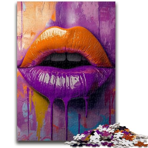 Lila Lippen-Puzzles für Erwachsene und Teenager, Puzzle, Spielzeug, Lernspiele, Stressabbau, tolle Geschenke und Spielzeuge (50x75cm) von AADSAZA