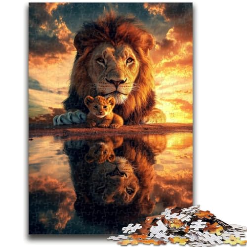Löwe bei Sonnenuntergang, Puzzle 1000 Teile, für Teenager, Geschenke, Spielzeug, Lernspiele, Stressabbau, tolle Geschenke und Spielzeuge (50x75cm) von AADSAZA
