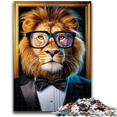 Löwe mit Brille, Puzzle für Erwachsene, 1000 Teile, schwierige, anspruchsvolle Familienaktivitätsspiele, DIY-Spielzeug für die Wanddekoration zu Hause, Geschenke (50x75cm) von AADSAZA