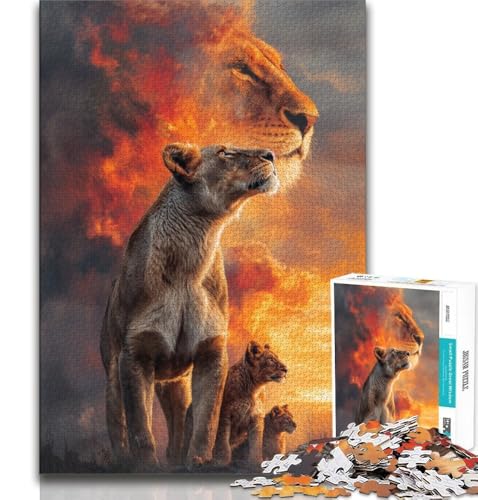Löwen auf der Wiese, 1000-teiliges Puzzle für Teenager, entspannendes intellektuelles Lernspielzeug, tolle Geschenke und Spielzeuge (75x50cm) von AADSAZA