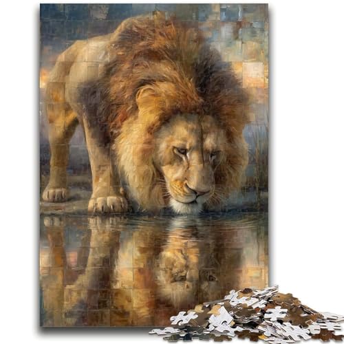 Löwenreflexion, 1000-teiliges Puzzle für Erwachsene und Jugendliche, Spielzeug, Lernspiele, Stressabbau, geeignet als Schreibtischdekoration (50x75cm) von AADSAZA