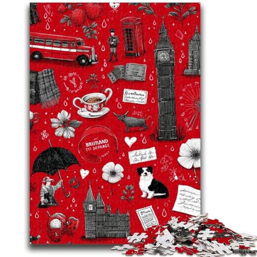 London-Puzzle für Erwachsene, 1000 Teile, anspruchsvolles Spiel und Familienspiel, ganze Familie (38x26cm) von AADSAZA