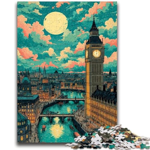 London bei Nacht Puzzle für Teenager, 1000 Teile, entspannendes intellektuelles Lernspielzeug, tolle Geschenke und Spielzeuge (38x26cm) von AADSAZA